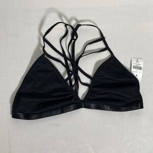 Emma & Sam Black Criss Cross Bralette Triangle Strappy Women's MEDIUM NWT
